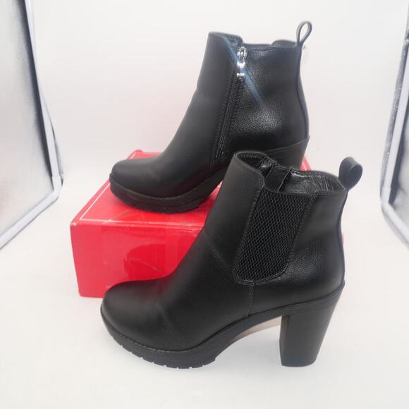 NEW Jeossy Women's 7 Black Ankle Booties Platform Chunky Heel Boots - Picture 2 of 9